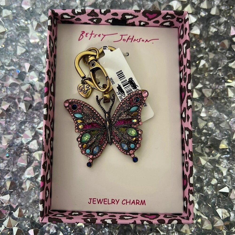 Betsey Johnson Multicolor Butterfly Jewelry Charm bag charm keychain bling